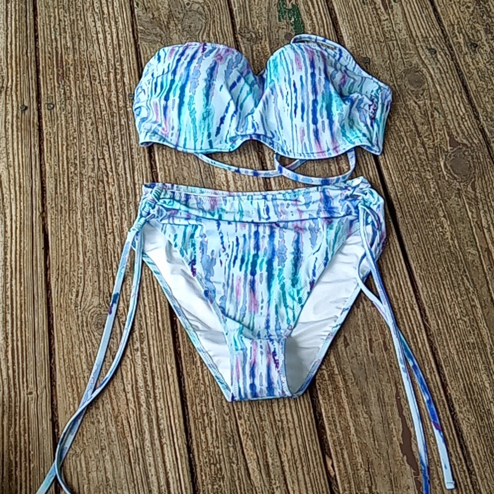 Blue purple green striped tie dye